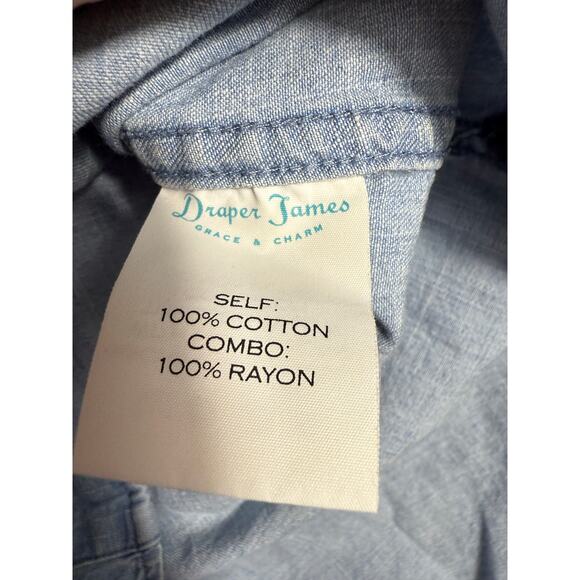 Draper James Embroidered Chambray Shirt Dress | Size 12 - Picture 4 of 6